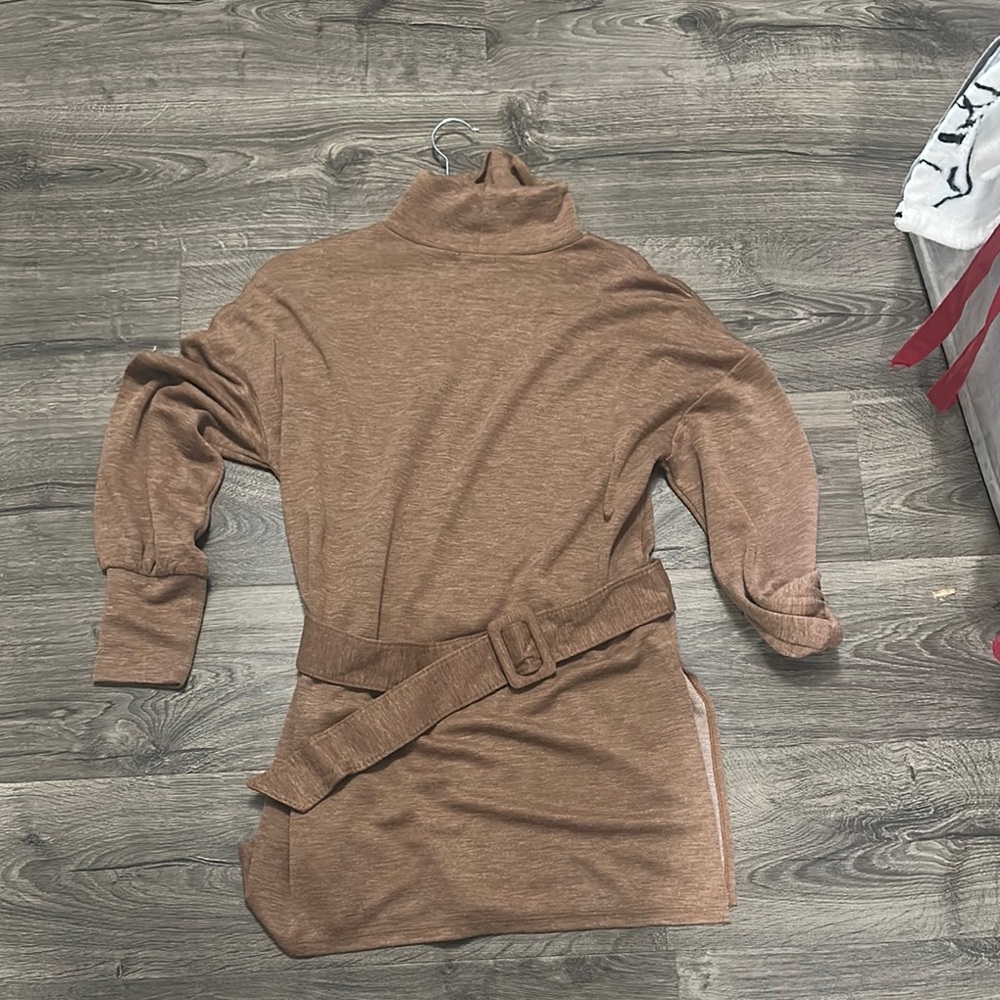 Ann Taylor Brown Turtleneck  Sweater tunic with Belt